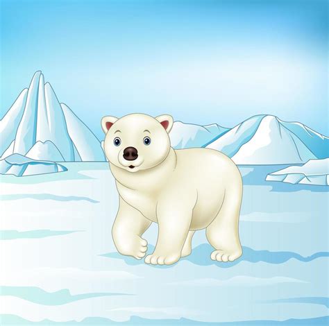 Oso Polar De Dibujos Animados En Campo De Nieve 8078382 Vector En Vecteezy