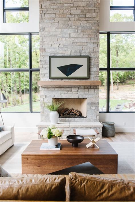 Light Stone Fireplace Inspiration - Taryn Whiteaker Designs