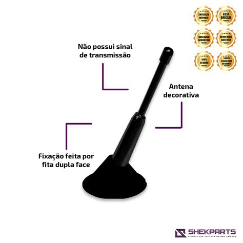 Antena Carro Curta Haste De Mm Preta Universal Shekparts F Brica