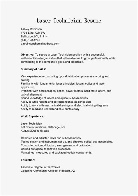 Resume Samples Laser Technician Resume Sample