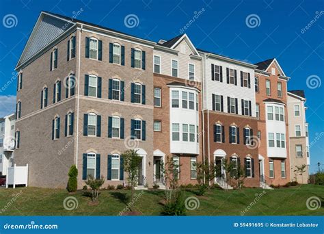 Suburban Townhouses Stock Image Image Of Detached Land 59491695