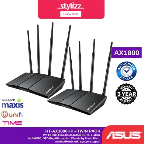 ASUS RT AX1800HP AX1800 Dual Band WiFi 6 5Ghz Router MU MIMO And OFDMA