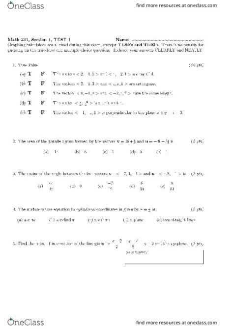 MATH 231 Midterm MATH 231 Exam 1 OneClass