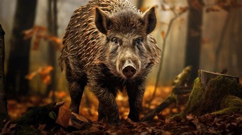 Premium AI Image | A breathtaking shot of a wild boar his natural habitat showcasing his ...