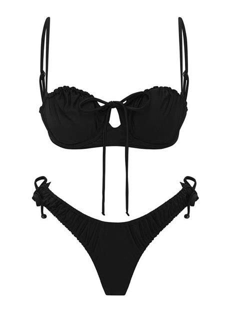 Push Up Underwire Bikini Set Black S In Bikini Sets Online Store