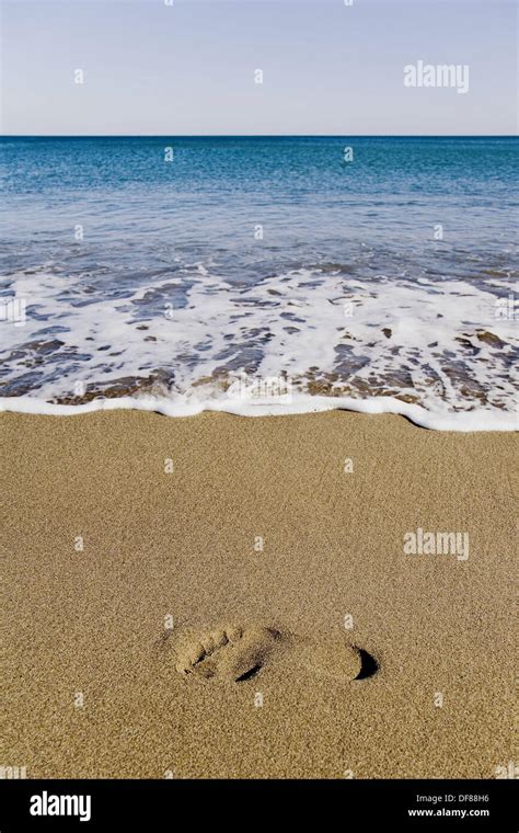 Footprint On The Beach Stock Photo Alamy