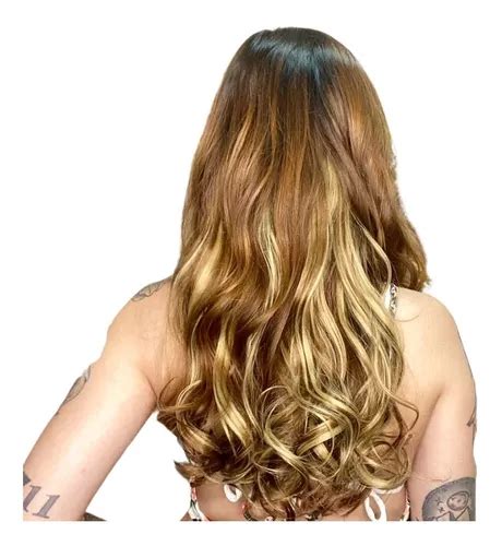 Aplique Fliphair Fio Nylon Tic Tac Morena Iluminada Ondulado