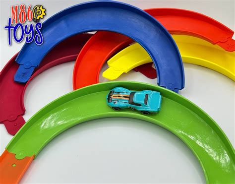 180 Degree Banked Turn With Building Block Base Hot Wheels And Lego Duplo Compatible M86 Toys