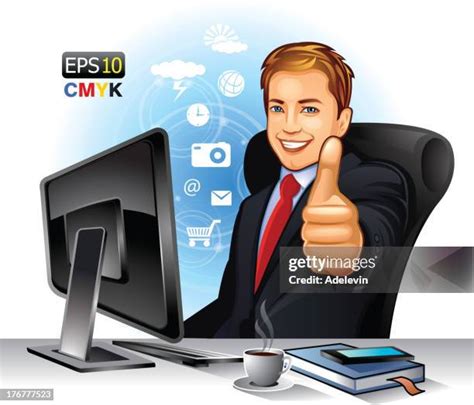 Guy In Front Of Computer Cartoon High Res Illustrations - Getty Images