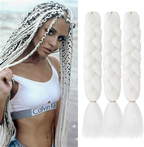 Vckovcko Solid White Jumbo Braiding Hair Extension Kanekalon Jumbo Box Braiding