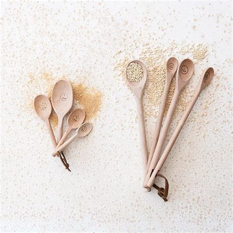 4 Piece Carved Wood Measuring Spoons One of Each | Antique Farmhouse