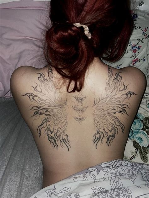 Aesthetic grunge wings tattoo | Spine tattoos for women, Body tattoos ...