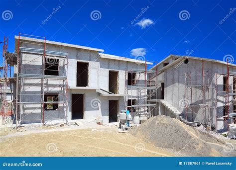 Building Of Two-story Concrete House Stock Image - Image: 17887861