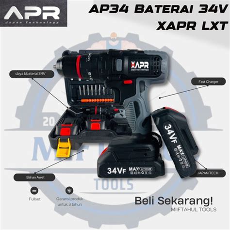 Promo COD BOR BATERAI CORDLESS APR JAPAN 34V TYPE AP34 GARANSI RESMI