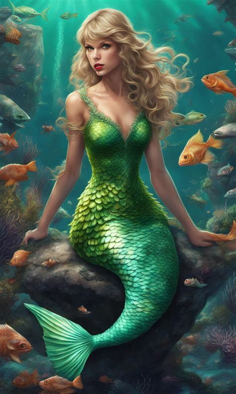 taylor swift   mermaid   green scaly fisht  mermaidan