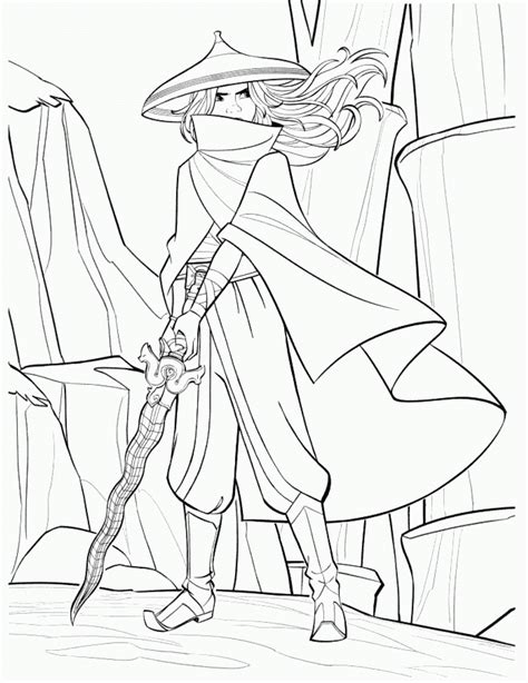 Раскраска Рая и последний дракон для детей распечатать и скачать бесплатно