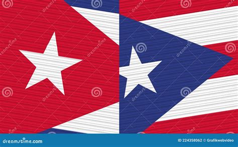 Puerto Rico And Cuba Two Half Flags Together Stock Illustration Illustration Of Flag