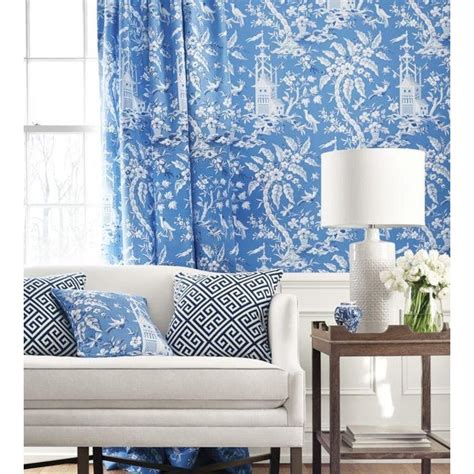 Pagoda Garden Wallpaper Blue Sample Chairish