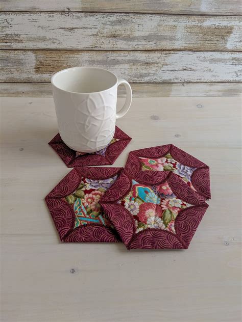 Quilted Coaster Set Fabric Coasters Floral Coaster Set Hostess T Mother S Day T