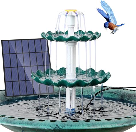 AISITIN Fontaine solaire pour oiseaux avec bain d oiseaux à 3 niveaux