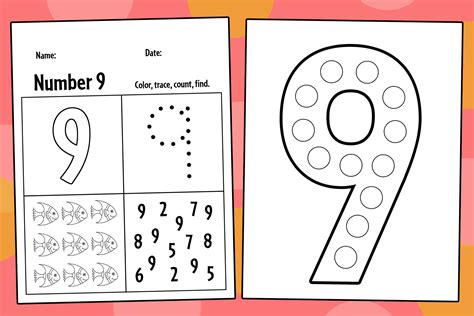 Color the Number 9 | Preschool Number Worksheet - Worksheets Library