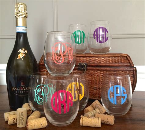 Monogrammed Stemless Wine Glasses Belle And Ten