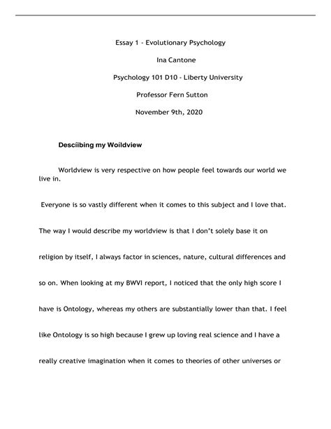 Solution Psyc Evolutionary Psychologyina Cantone Essay