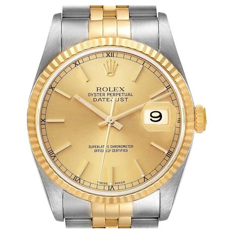 Rolex Datejust Steel K Gold Custom Bezel And Dial Automatic Men