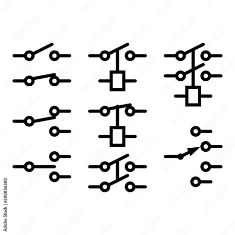 Electromechanical Relay Symbols On White Background Vector Esp Stock