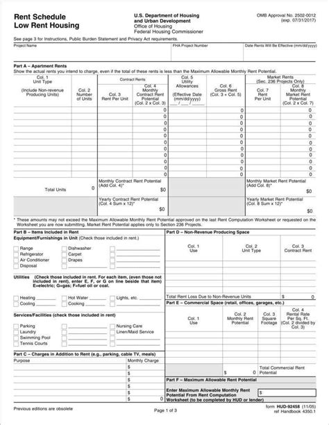 Rent Schedule Template