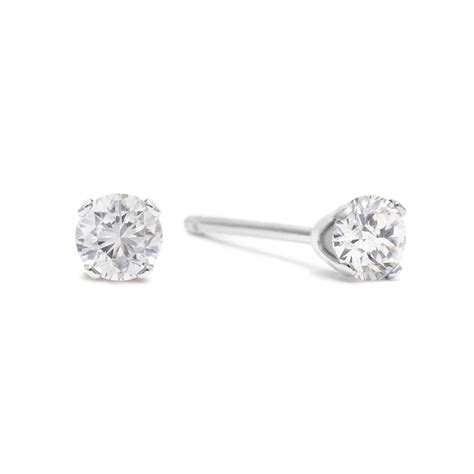 Superjeweler Point Tiny Diamond Stud Earrings In Solid Silver For