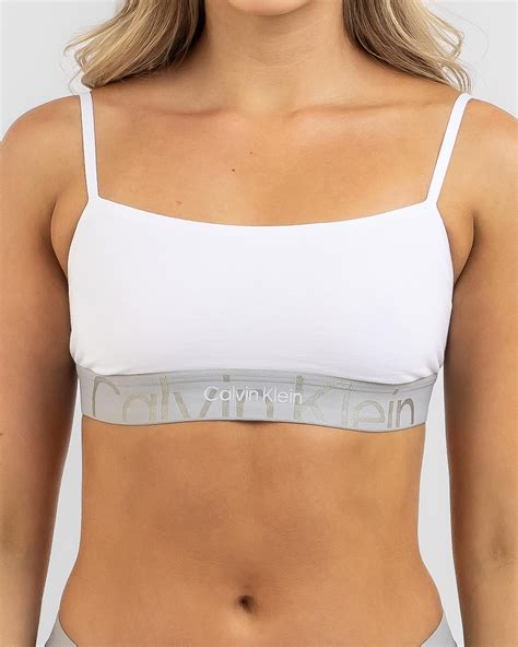 Shop Calvin Klein Monolith Cotton Bralette In Classic White Fast