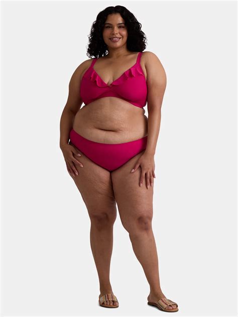 Time And Tru Womens And Womens Plus Ruffle Bikini Top Sizes S X Walmart