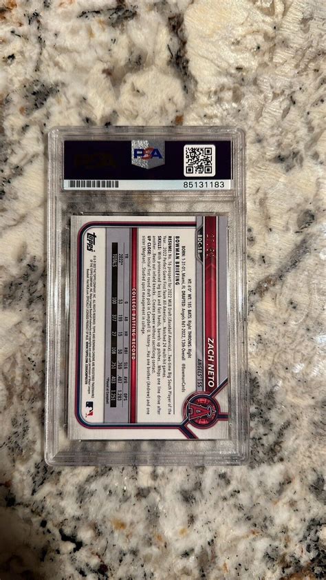 2022 Bowman Draft Chrome Zach Neto Gold Refractor 50 PSA 10 Auto