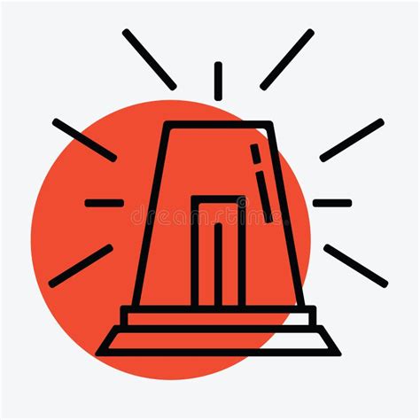 Icon Emergency Light Style Line Drawing Black And White Color With An