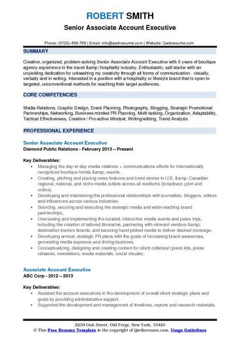 Associate Account Executive Resume Samples Qwikresume