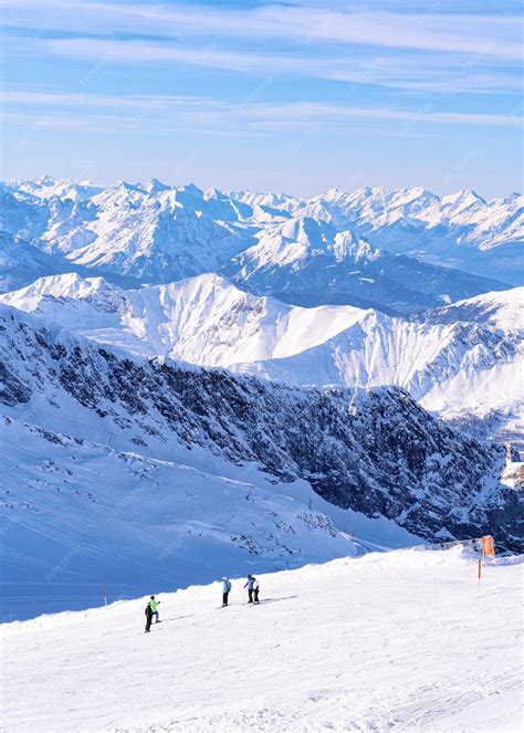 Premium Photo | Men skiers skiing in hintertux glacier in tyrol in