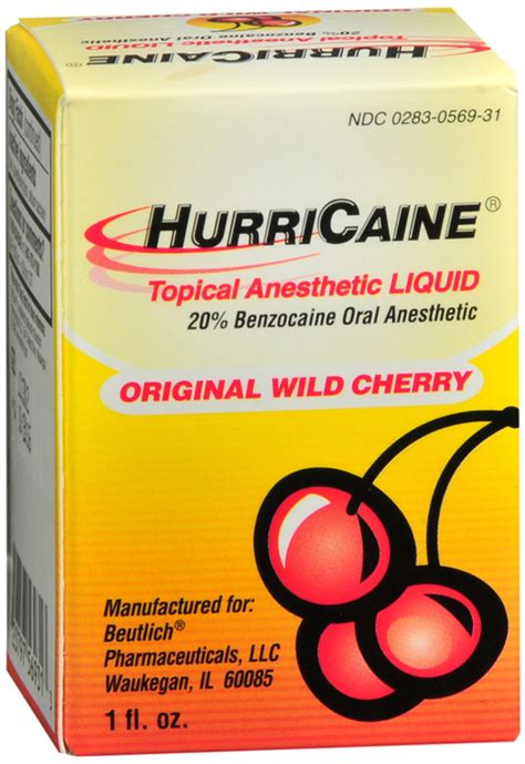 Hurricaine Topical Anesthetic 20 Liquid Wild Cherry Jar 1oz