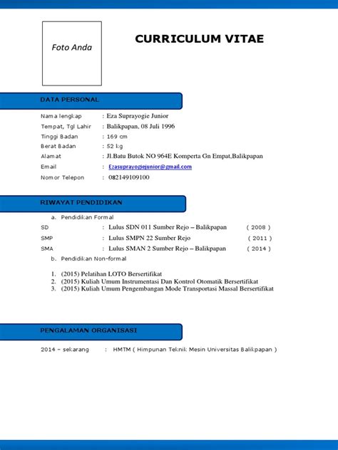 Detail Contoh Cv Word Koleksi Nomer 43