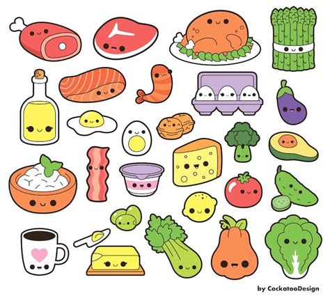 Kawaii Food Clipart Keto Diet Clipart Kawaii Clipart Meat - Etsy | Cute ...