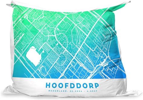 PillowMonkey Zitzak Stadskaart Hoofddorp Groen Blauw 140x100