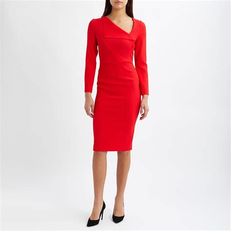 Red Pru V Neck Wool Dress Brandalley