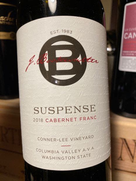 2018 J Bookwalter Cabernet Franc Suspense Conner Lee Vineyard Usa