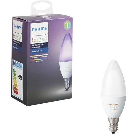 Bec inteligent LED Philips Hue, E14, 6.5W (40W), 470 lm, A+, lumina RGB ...