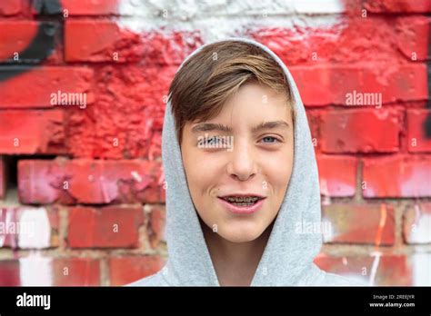 Portrait Of A Smiling Boy With Brace Stock Photo Alamy