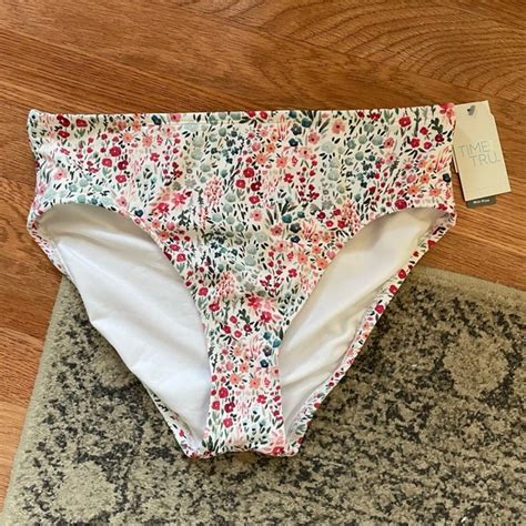 Time And Tru Swim Time And Tru Medium White Floral Bikini Bottoms Poshmark