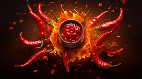 Premium AI Image Red Hot Pepper Sauce Advertising Concept
