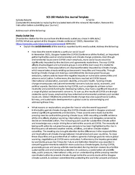 Scs Module One Journal Template Scs Module One Journal