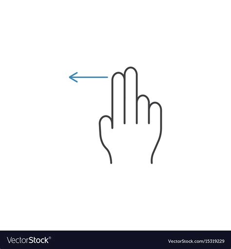 2 Finger Swipe Left Line Icon Hand Gestures Vector Image