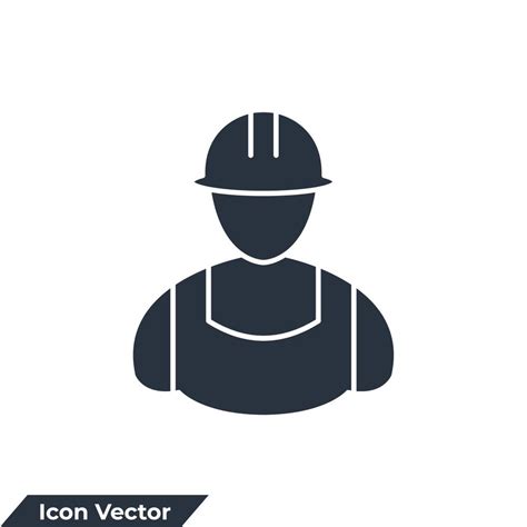 Builder Icon Logo Vector Illustration Construction Worker Symbol